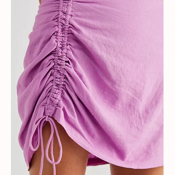 Free People Tori Side Ruched Mini Skirt Purple - Picture 3 of 8